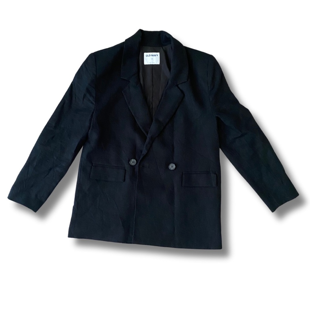 Old Navy Women's Double-Breasted Linen-Blend Suit Blazer